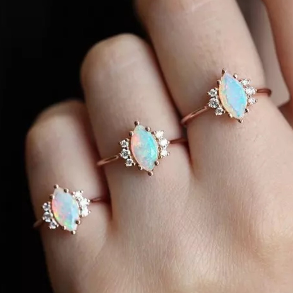 NEW GOLD OPAL DIAMOND RING - Picture 4 of 5